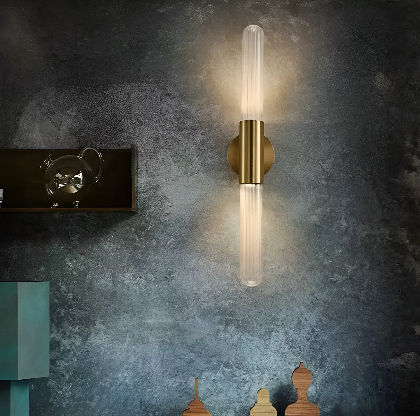 Nordic Water-Ripple Glas Messing Wandlamp LED 1-Licht