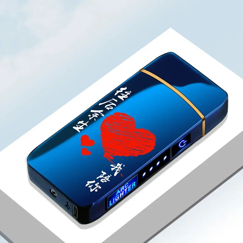 Oplaadbare USB Plasma Aansteker met Winddichte Dubbele Boogvlam – Stijlvol Metaalontwerp voor Binnen- en Buitengebruik