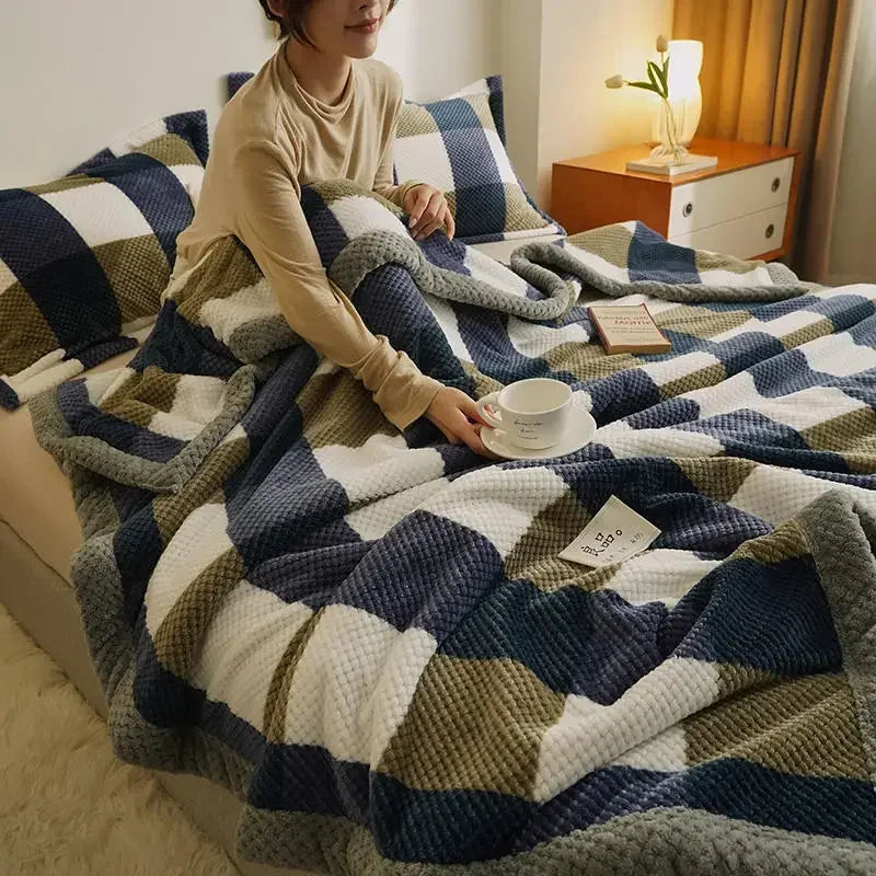 Geruite Deken – Zachte Plaid voor Bank en Bed met Klassiek Blokpatroon
