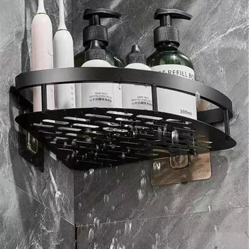 HoekHouder Aluminium Wandrek – Ruimtebesparende Badkamer Organizer Zonder Boren