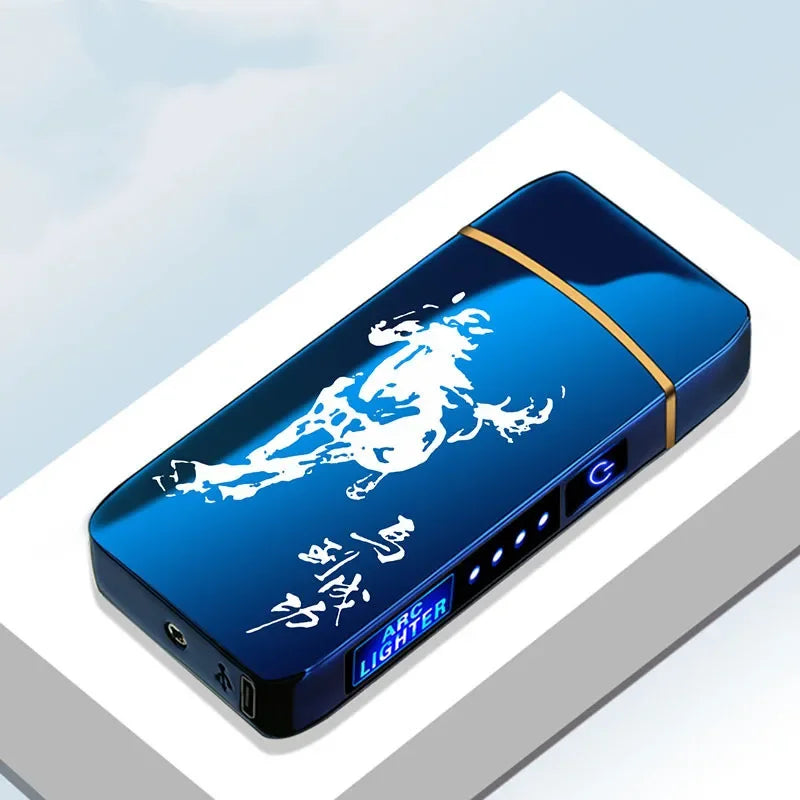 Oplaadbare USB Plasma Aansteker met Winddichte Dubbele Boogvlam – Stijlvol Metaalontwerp voor Binnen- en Buitengebruik