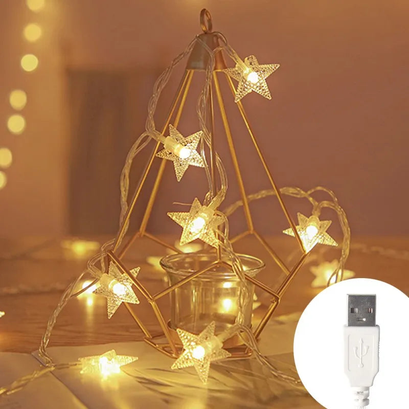 Sterren LED Kerstverlichting – Decoratieve Lichtslinger voor Binnen en Buiten