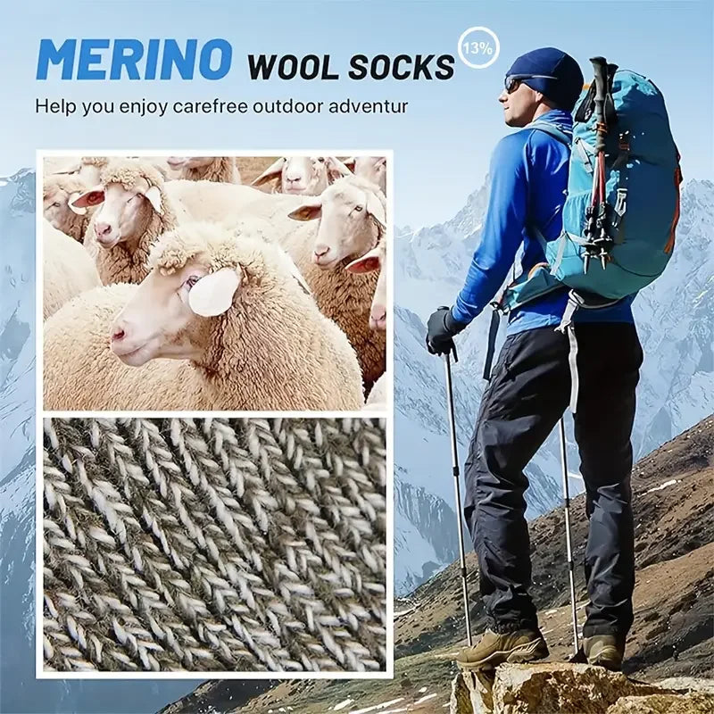 Extra Warme Merino Wol Sokken Voor Wandelen Unisex 38-46