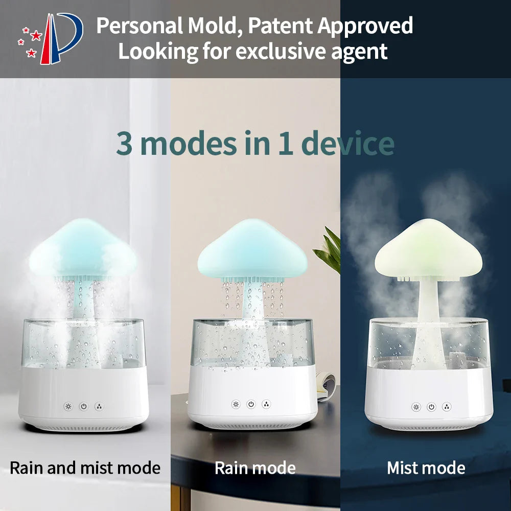 AquaLuxe Cloud Rain Diffuser | Creëer een rustgevende atmosfeer met kleurrijk licht