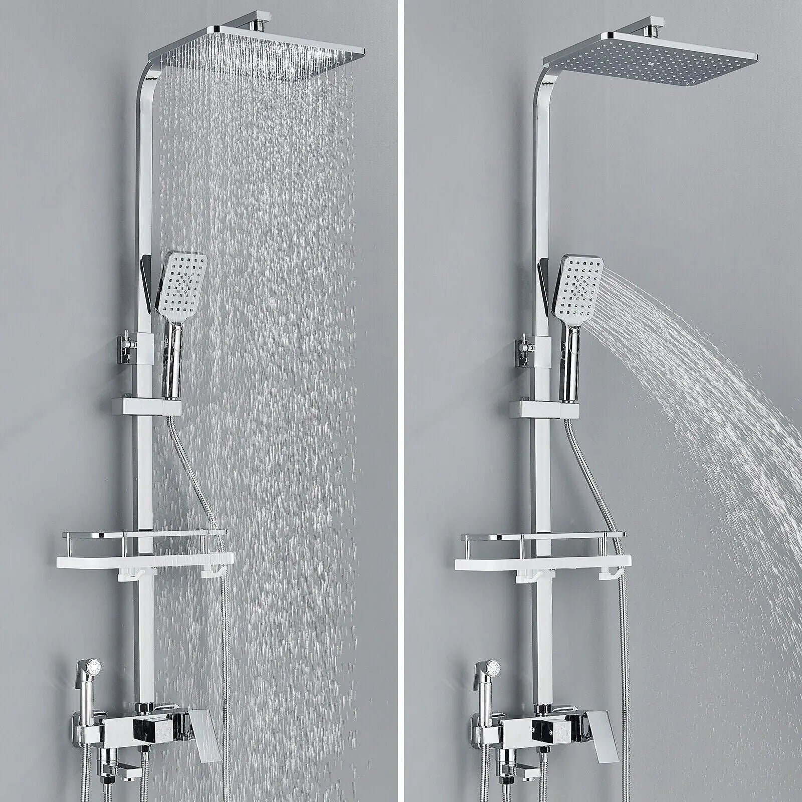 RainFlow Luxe Regendouche Set – verstelbare messing douchearmatuur met 4 functies