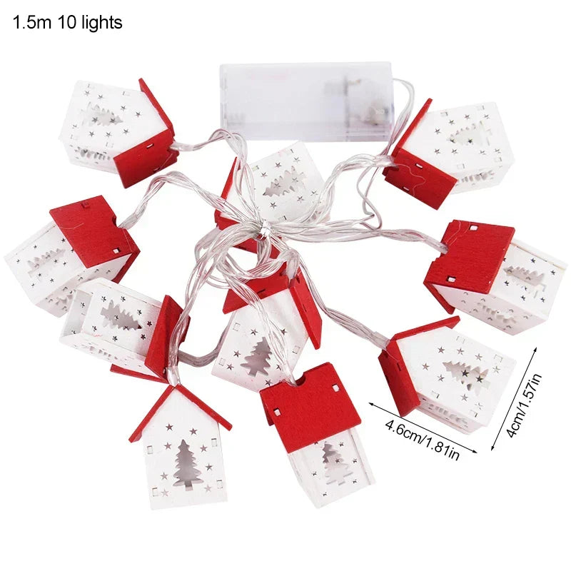 Houten Kersthuisjes met LED Kerstverlichting – Decoratieve Kerstdecoratie