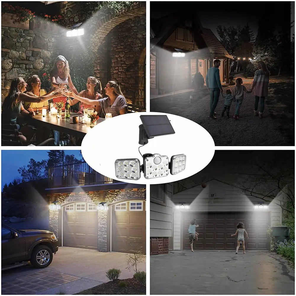 SunGuard Drievoudige LED Solar Wandlamp | Verlicht uw buitenruimte met slimme efficiëntie