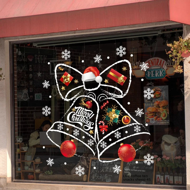 Winterklokken Kerst Raamstickers – Herbruikbare PVC Raamdecoratie met Feestelijk Klokken-Design