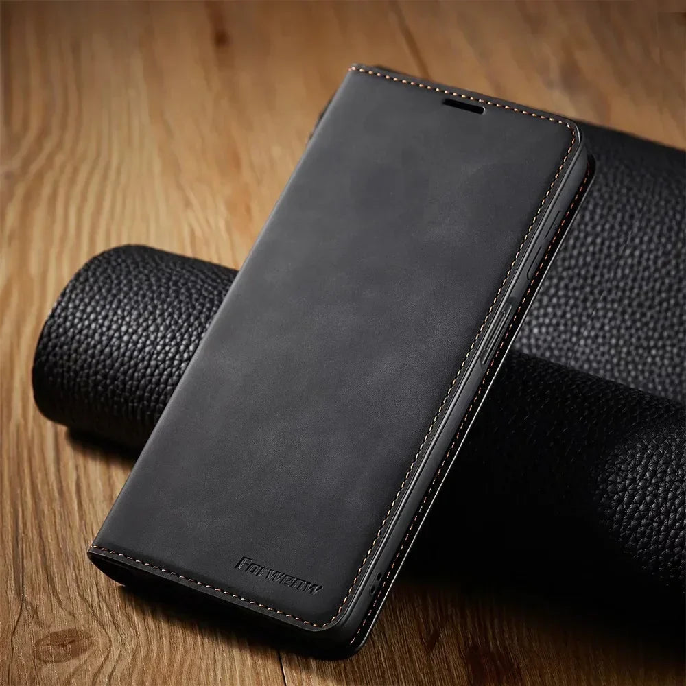 Samsung Hoes: Magnetische Lederen Tas voor Stijlvolle Bescherming
