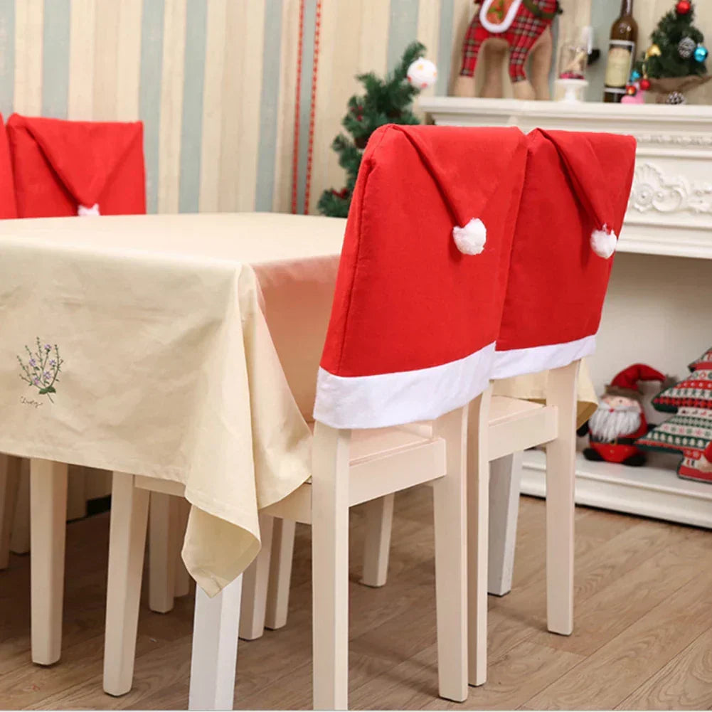 Christmas Kerst Stoelhoezen – Kerstmanmutsen voor Eetkamerstoelen