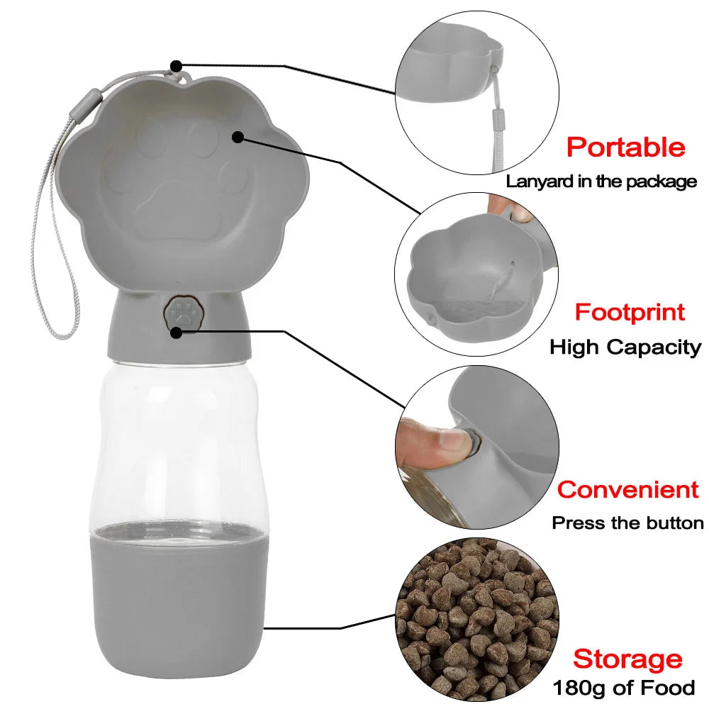 Drinkfles Droppa DuoBottle | 2-in-1 Water- & Voederdispenser voor Honden & Katten | Leaksproof & Draagbaar | 380 ml / 530 ml