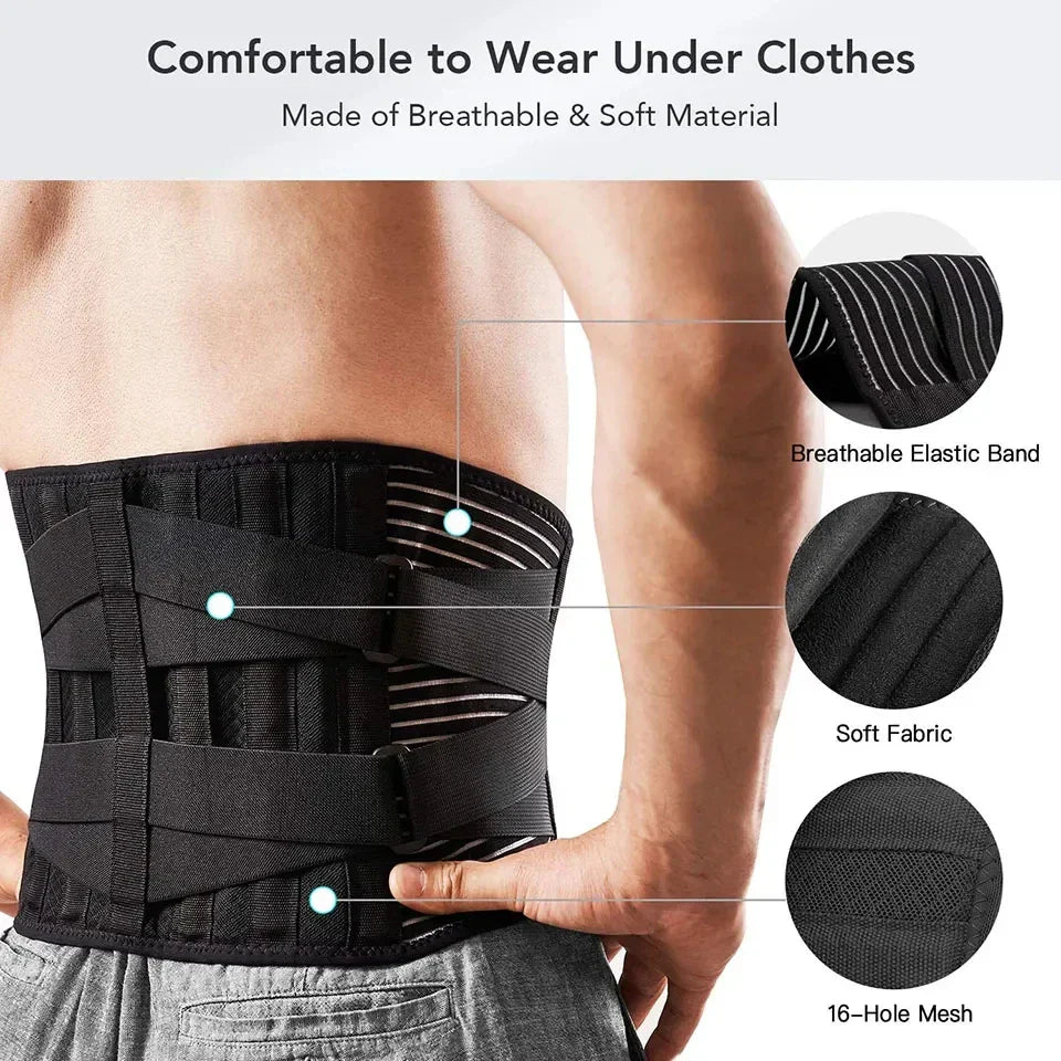 Rückensteunband OrthoFlexa | 360° Lendensteun met Geheugen-Aluminium & Staalveren | Ademend & Onzichtbaar onder Kleding