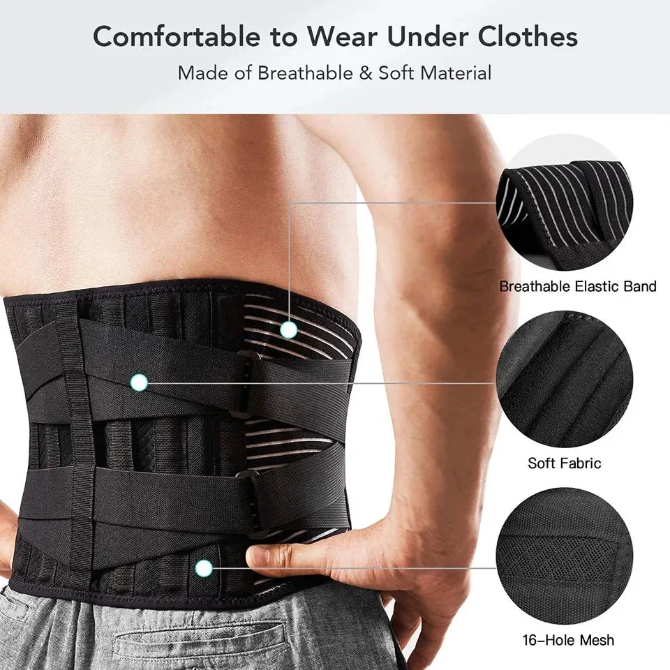 Rugsteunband OrthoFlexa | 360° Lendensteun met Memory-Aluminium & Staalveren | Ademend & Onzichtbaar onder Kleding