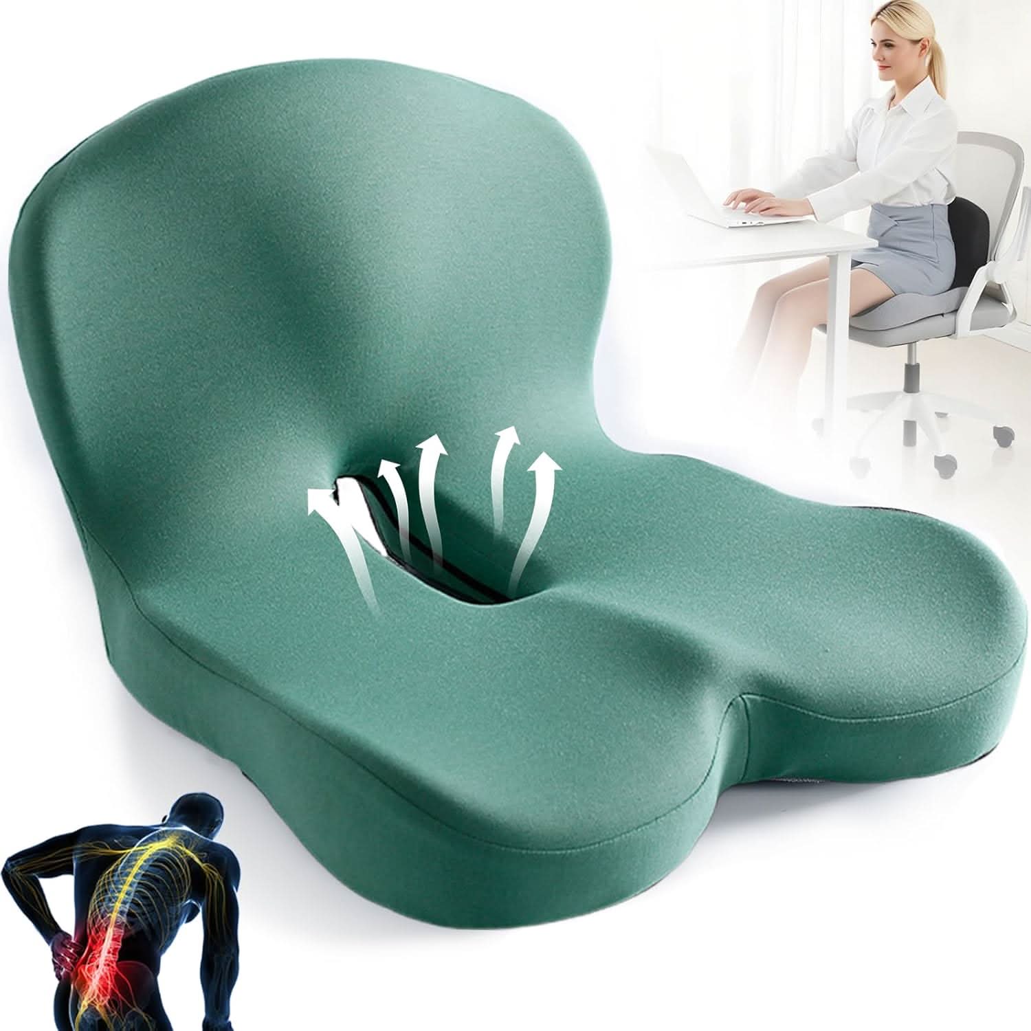 Zitkussen | Ergonomisch Memory Foam Zitkussen | Drukverlagend & Antislip | ErgoComfort