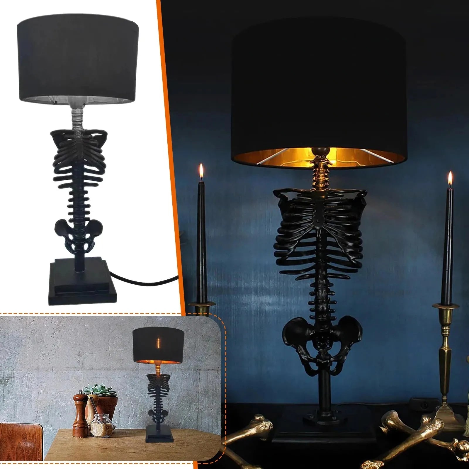 Gotische Skelett Tafellamp | Handgemaakt Kunst Design