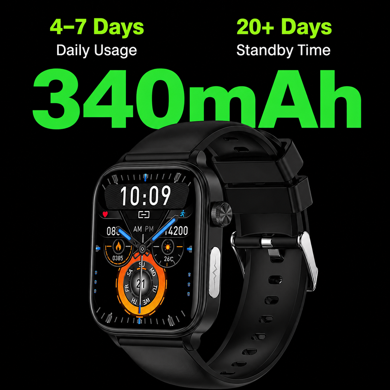 Smartwatch met SOS-noodalarm en valdetectie | Hartslag-, zuurstof- en activiteitsmeting | Bluetooth en waterdicht