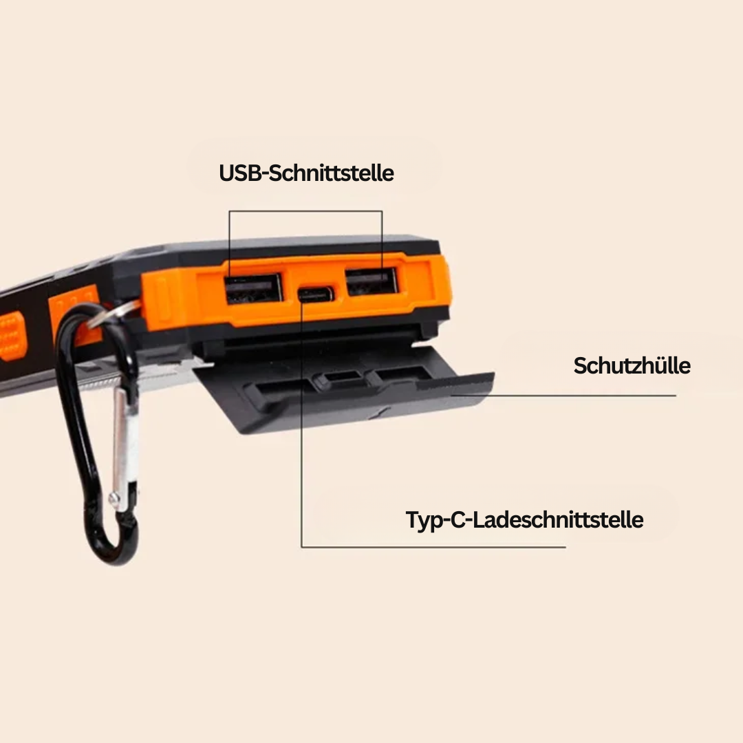 Zonne-energie Powerbank met Zaklamp – SolarCharge Pro