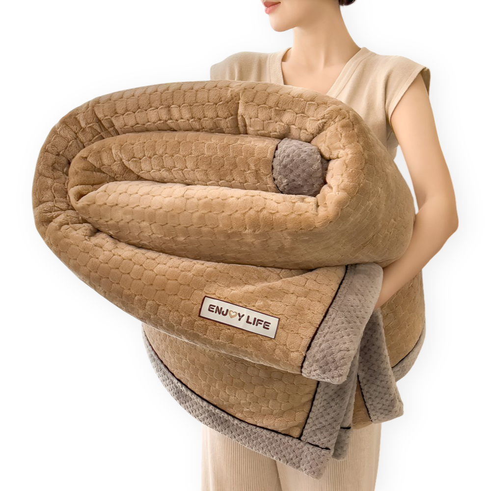 Zachte Fleece Deken met Patchworkpatroon – Warme Winterplaid van 300–350 g/m²