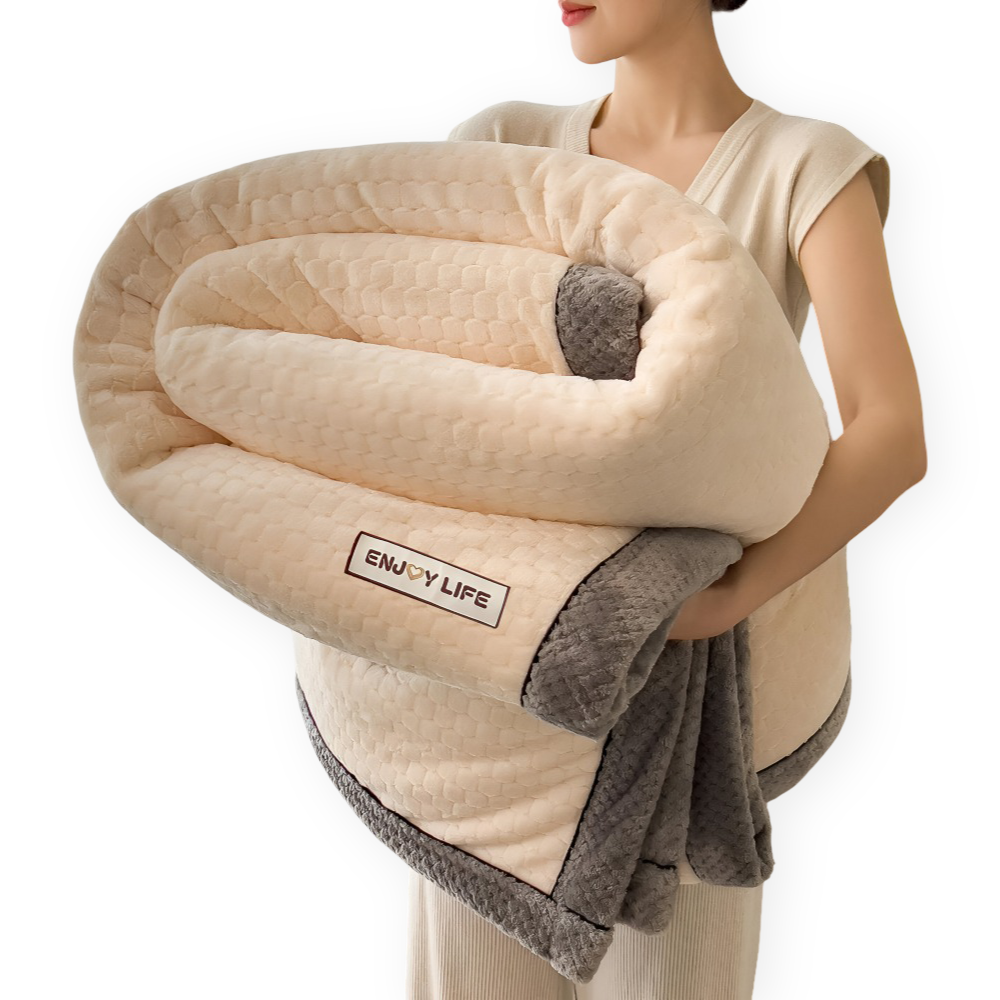 Zachte Fleece Deken met Patchworkpatroon – Warme Winterplaid van 300–350 g/m²