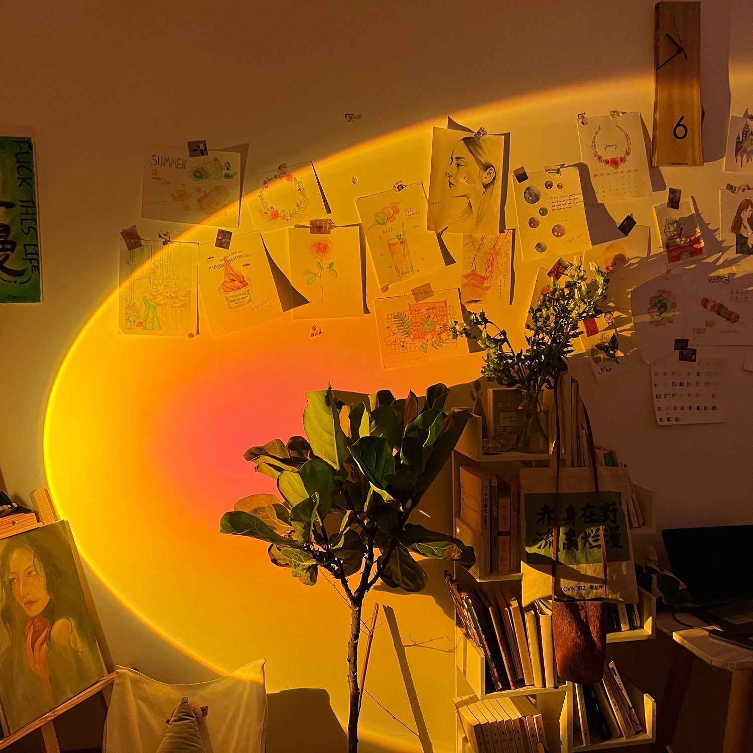 Frendorf | LED Kleurenprojector Vloerlamp | Minimalistisch Halo Licht Effect