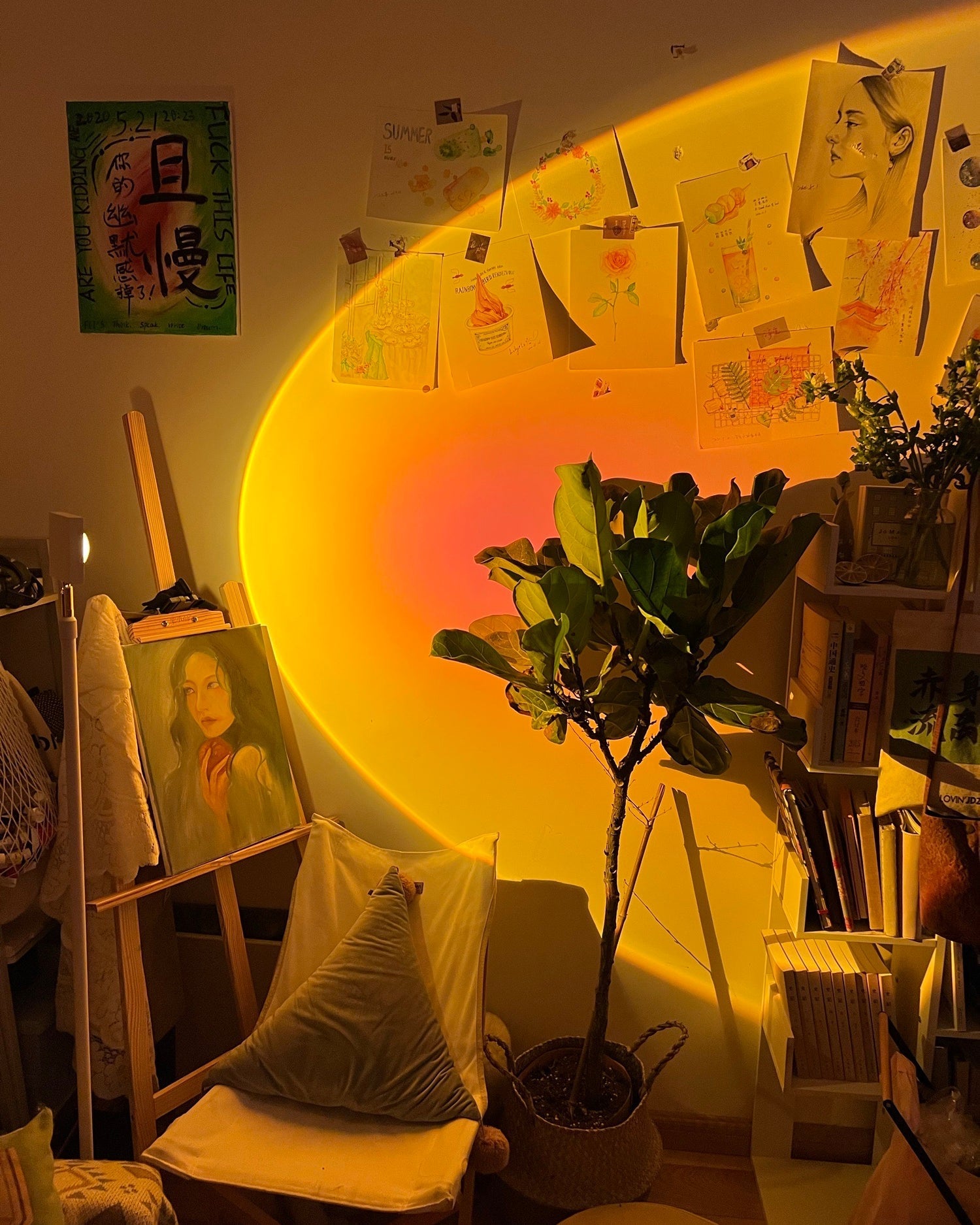 Frendorf | LED Kleurenprojector Vloerlamp | Minimalistisch Halo Licht Effect