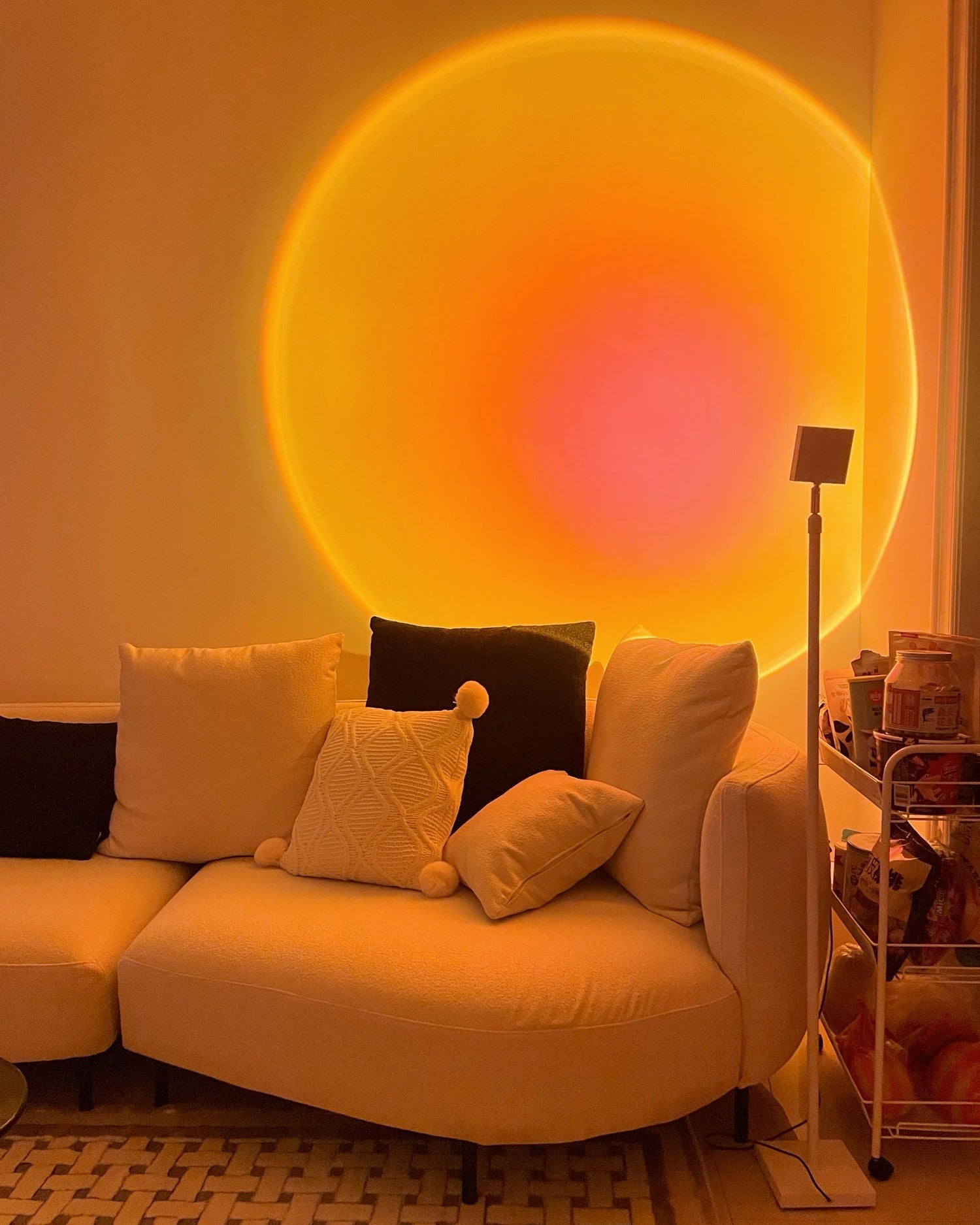 Frendorf | LED Kleurenprojector Vloerlamp | Minimalistisch Halo Licht Effect