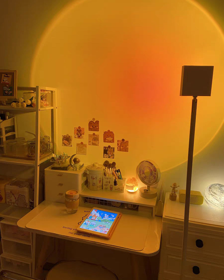 Frendorf | LED Kleurenprojector Vloerlamp | Minimalistisch Halo Licht Effect