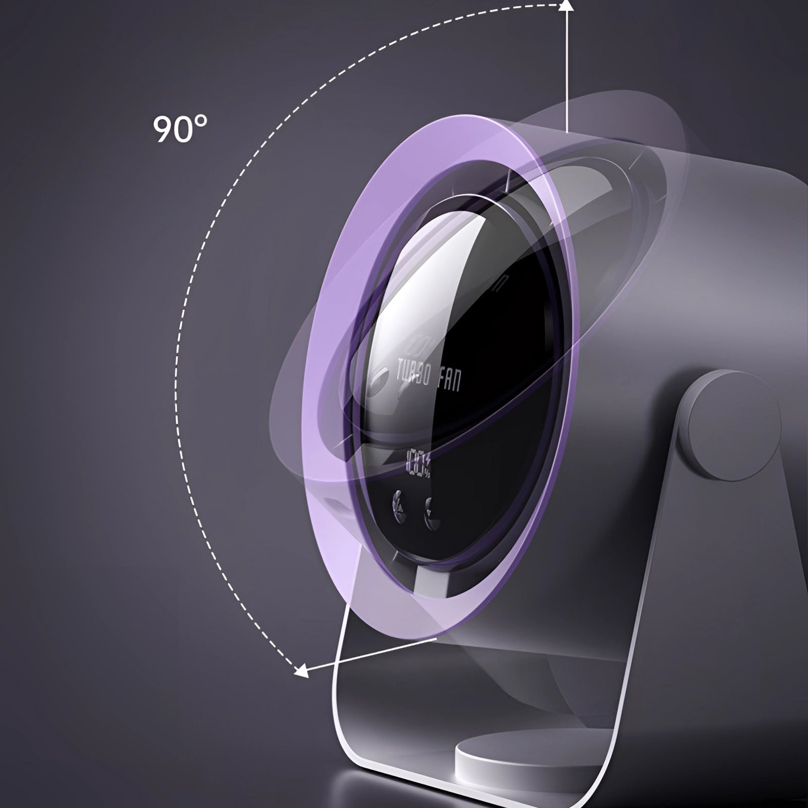 Bladeloze Turbo Ventilator met LED Display – Compacte, Stille Koelingsoplossing voor Slaapkamers en Woonkamers