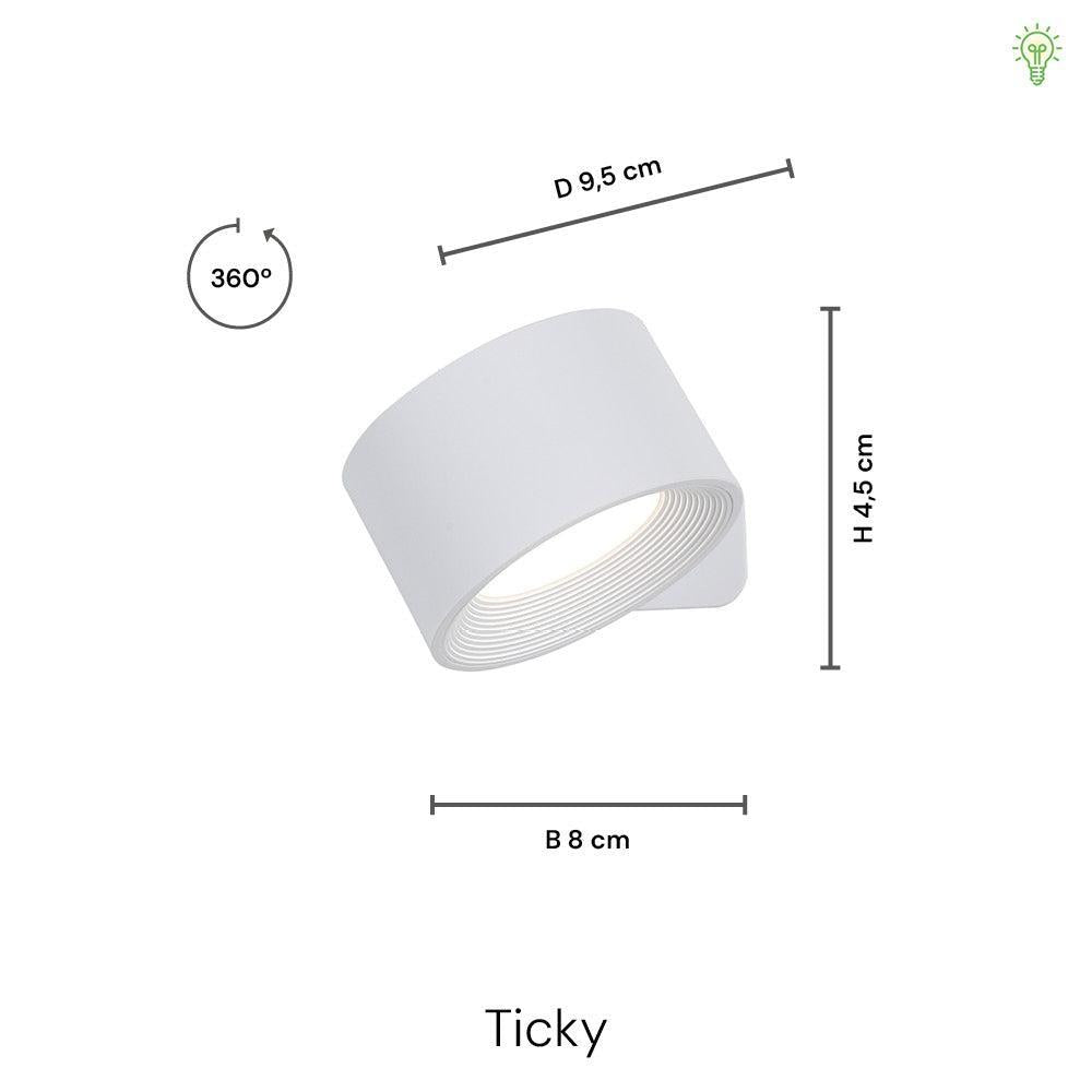 Ticky Magnetische Wandlamp Zwart