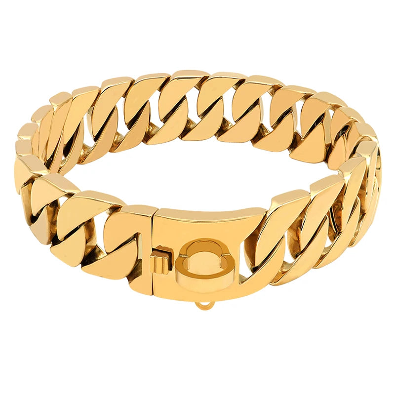 KrachtHals Metalen Hondenhalsband – Robuuste RVS Halsband voor Grote Honden