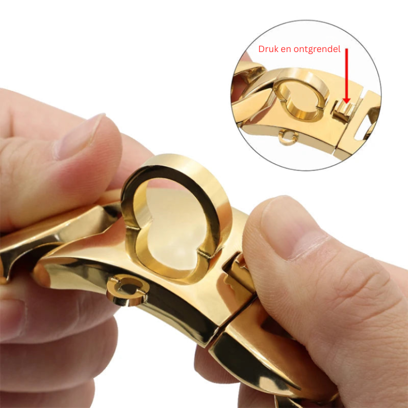 KrachtHals Metalen Hondenhalsband – Robuuste RVS Halsband voor Grote Honden