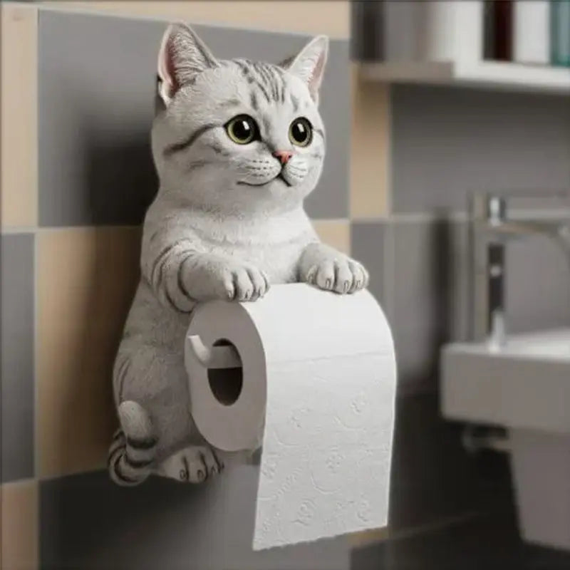 CatCharm Toiletpapierhouder – Speelse Wandhouder met Kattenkop van Hars