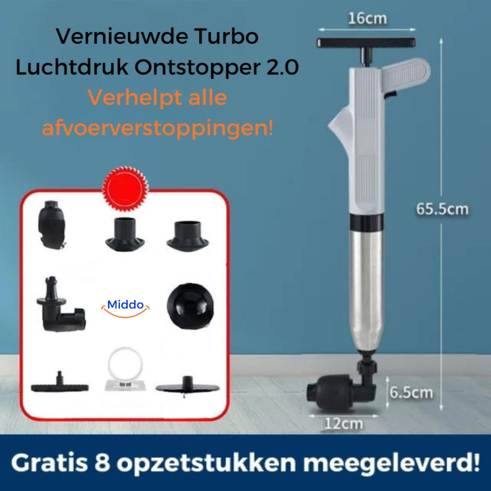 AquaLux Turbo Luchtdruk Ontstopper 2.0™ | Effectieve oplossing voor al uw afvoerverstoppingen!