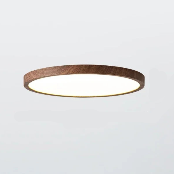 Moderne Circulaire Plafondlamp met Verstelbare LED Verlichting in Warm Walnootkleur voor Woonkamer en Slaapkamer