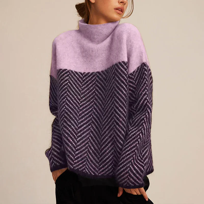 Eireann Luxe Trui | Gezellige Rollkragenpullover in Chevronpatroon voor stijlvolle warmte
