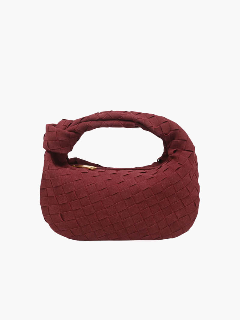 Veganistische Suède Schoudertas voor Dames met Knoopontwerp, Elegant en Compact