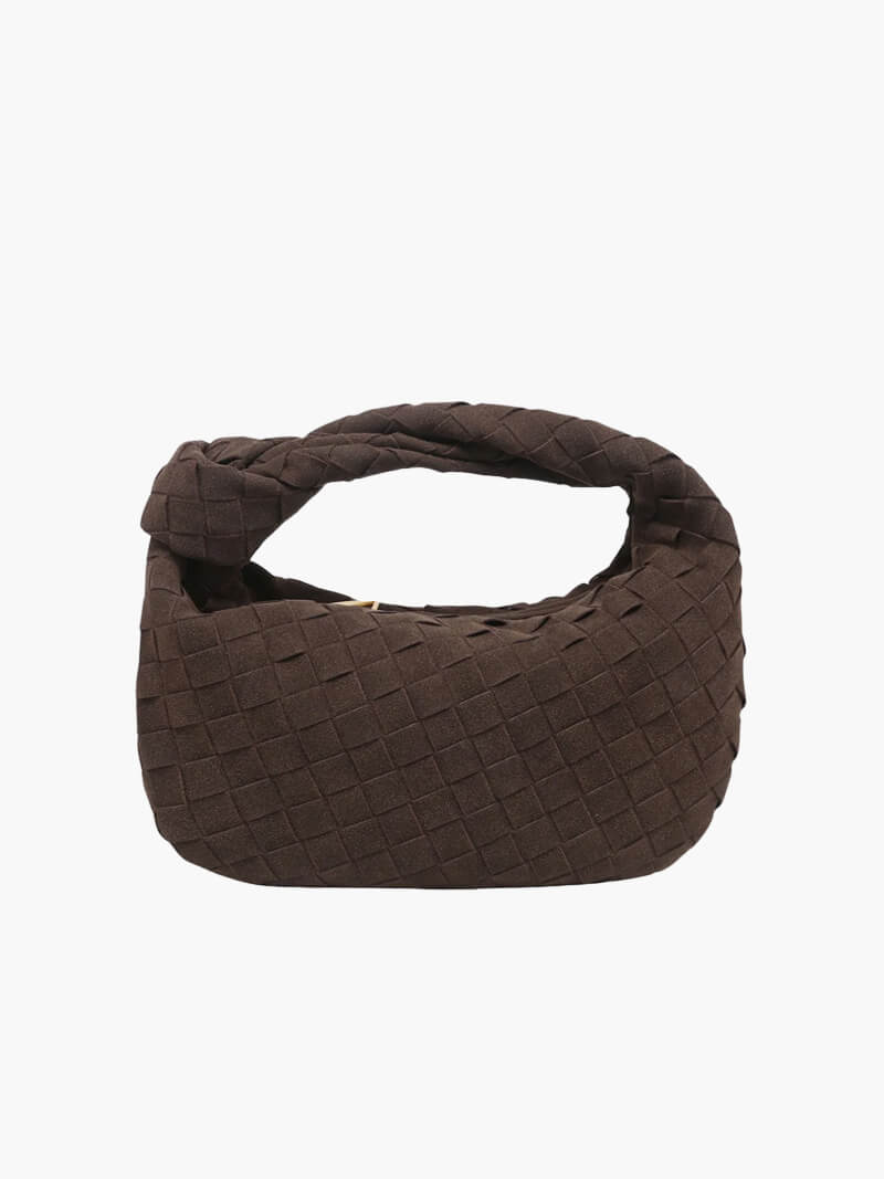 Veganistische Suède Schoudertas voor Dames met Knoopontwerp, Elegant en Compact