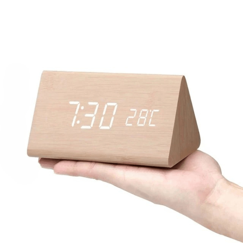 WOODSENSE – LED-houten klok met spraakbesturing voor stijlvolle tijdsaanduiding