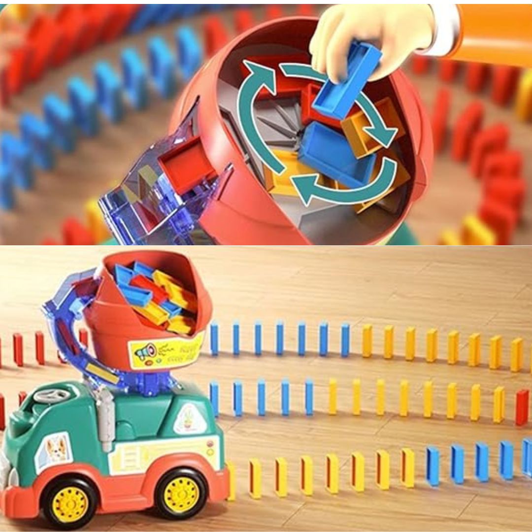 Montessori Houten Domino-vrachtwagen Speelgoed