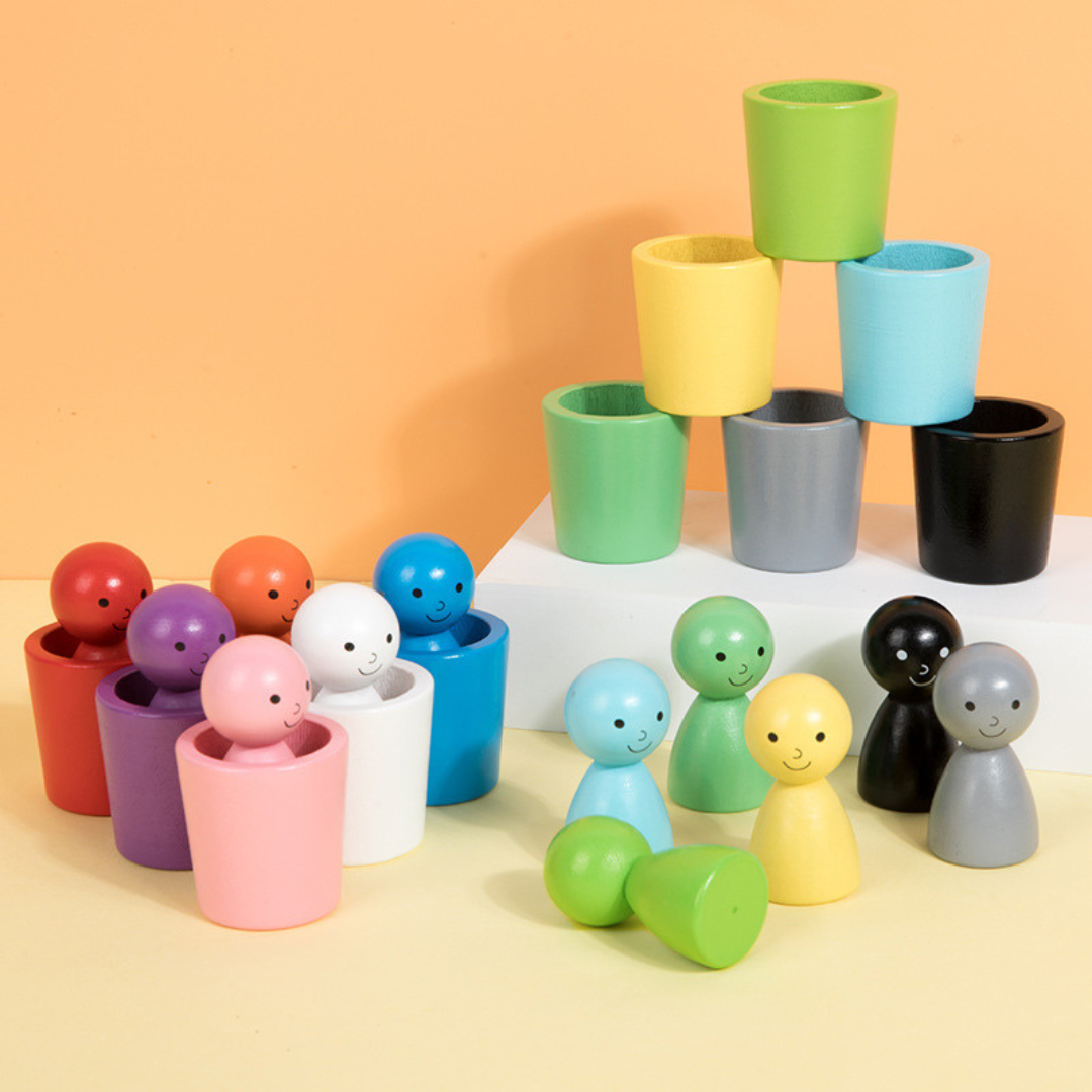 Montessori Kleuren Sorteerbekers Leerzaam Houten Spel
