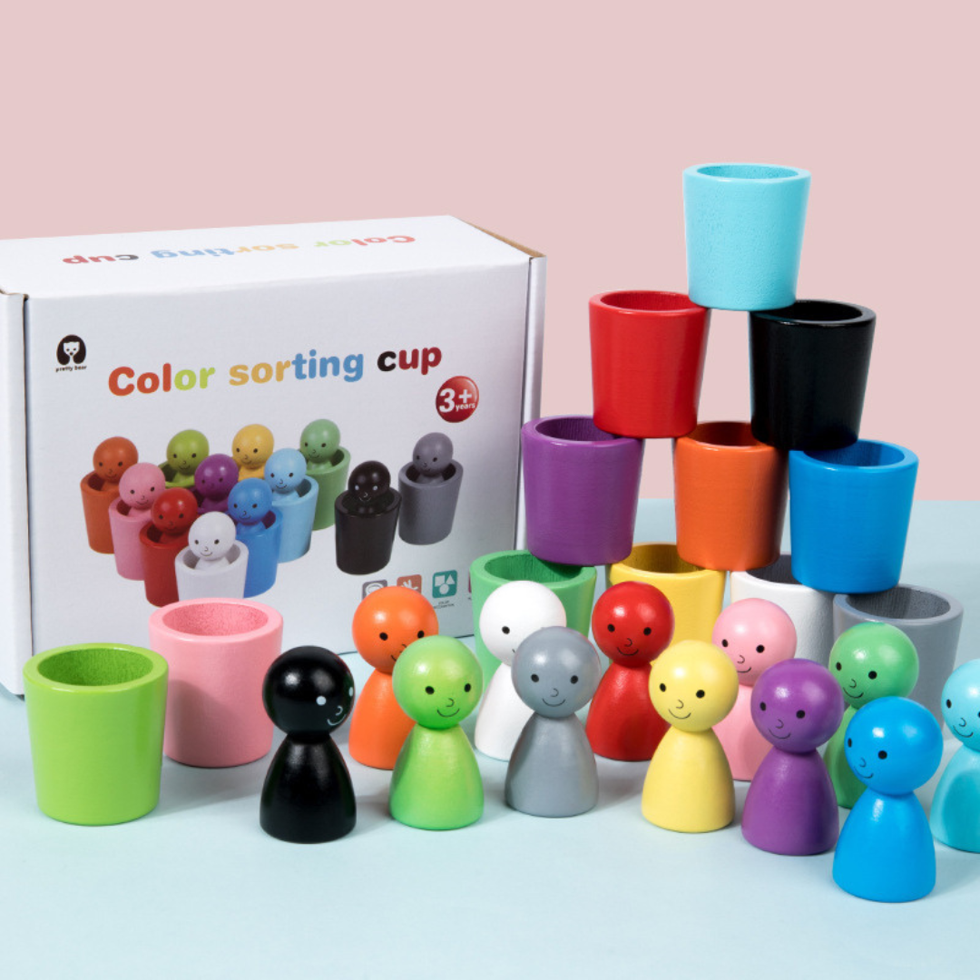 Montessori Kleuren Sorteerbekers Leerzaam Houten Spel