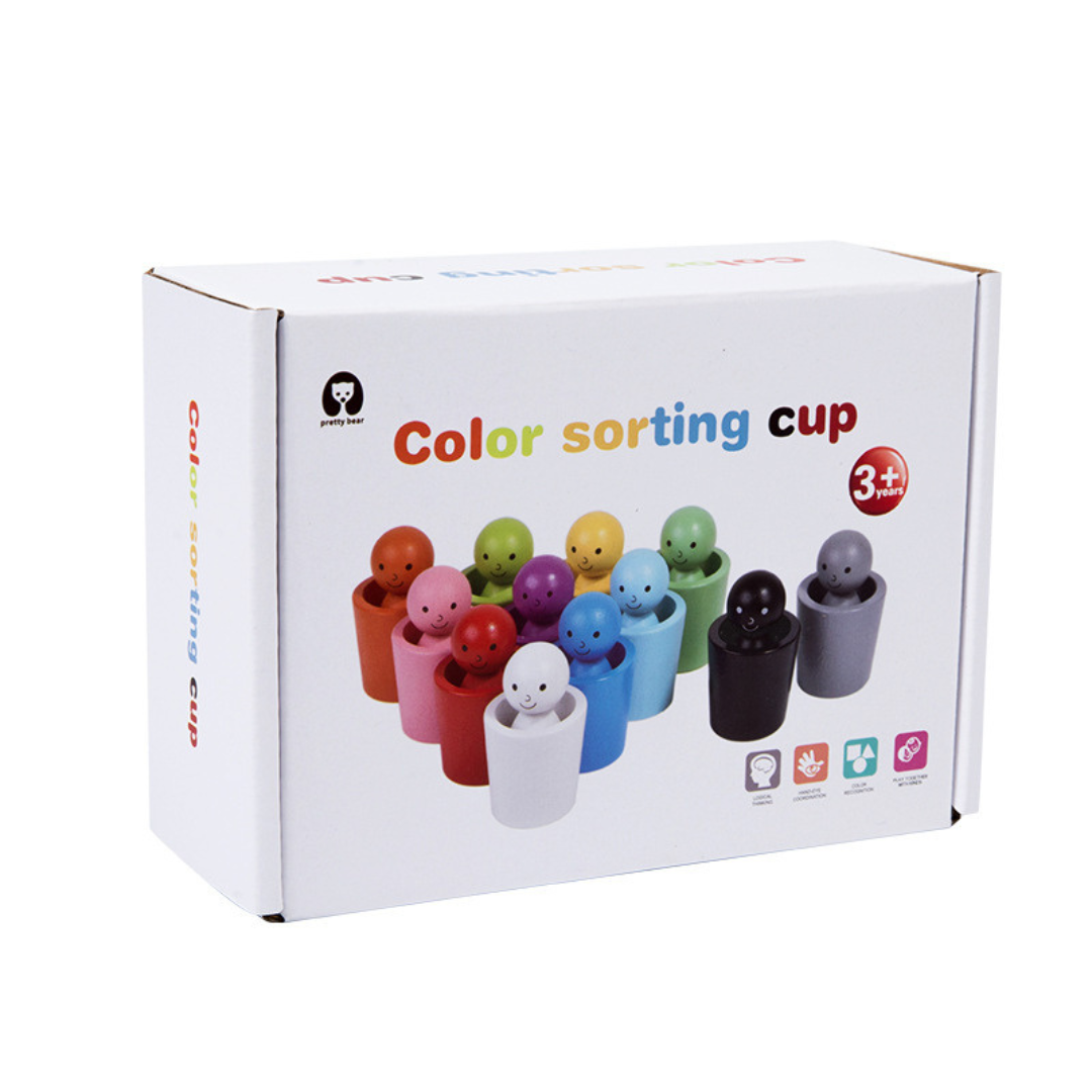 Montessori Kleuren Sorteerbekers Leerzaam Houten Spel
