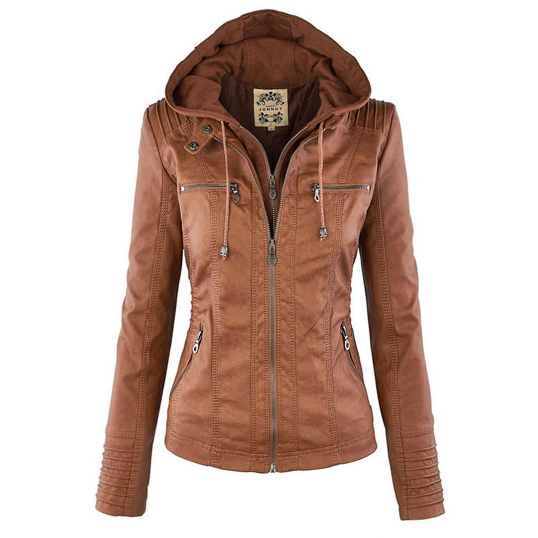 Drune - Dames Leren Jas met Kap
