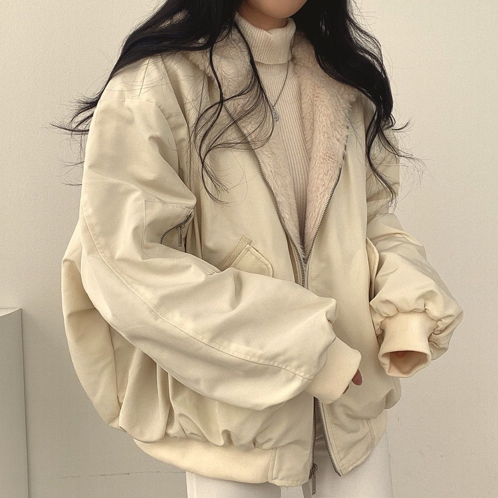 Omkeerbare Fleece Damesjas – Warme lichte Winterjas met Kapuze