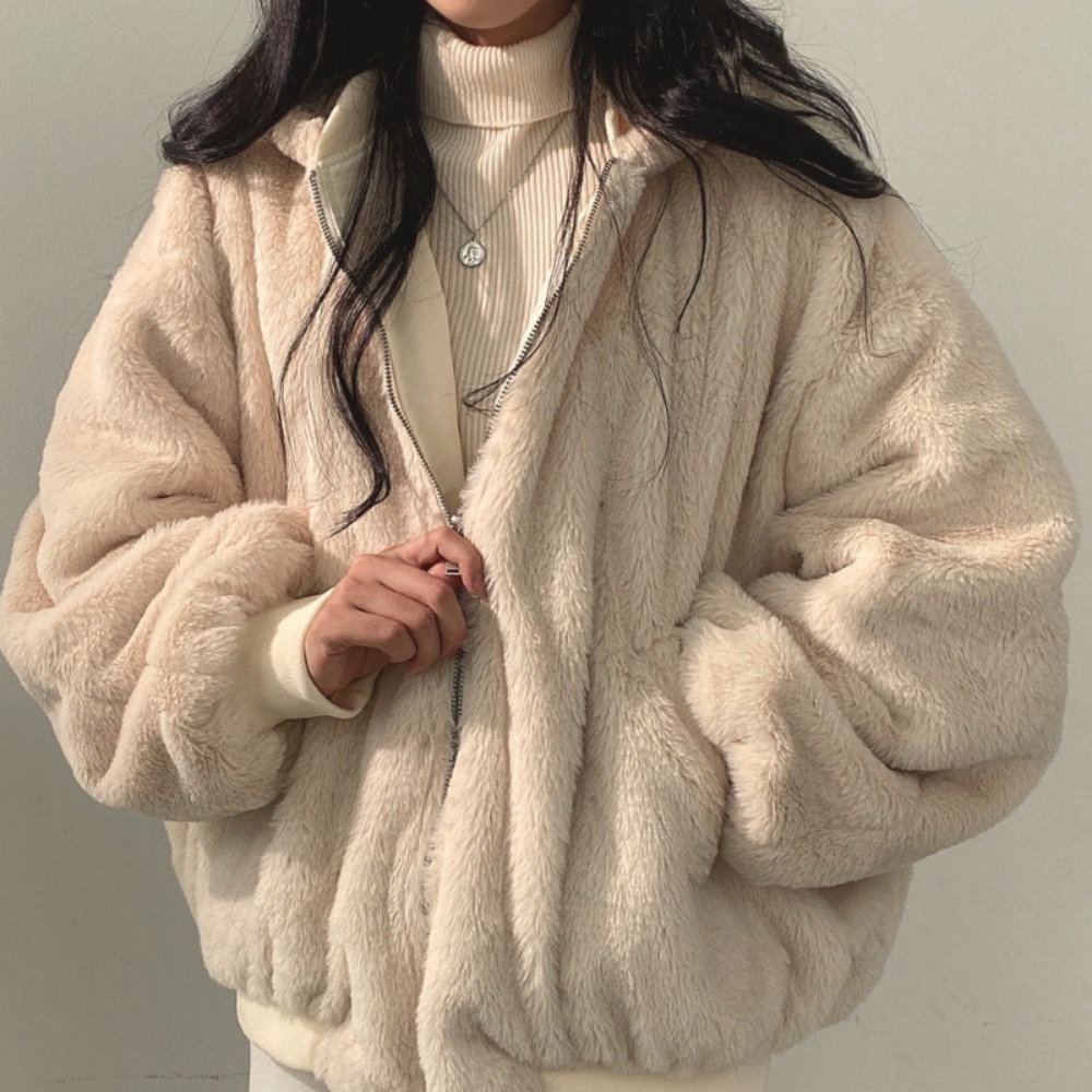Omkeerbare Fleece Damesjas – Warme lichte Winterjas met Kapuze