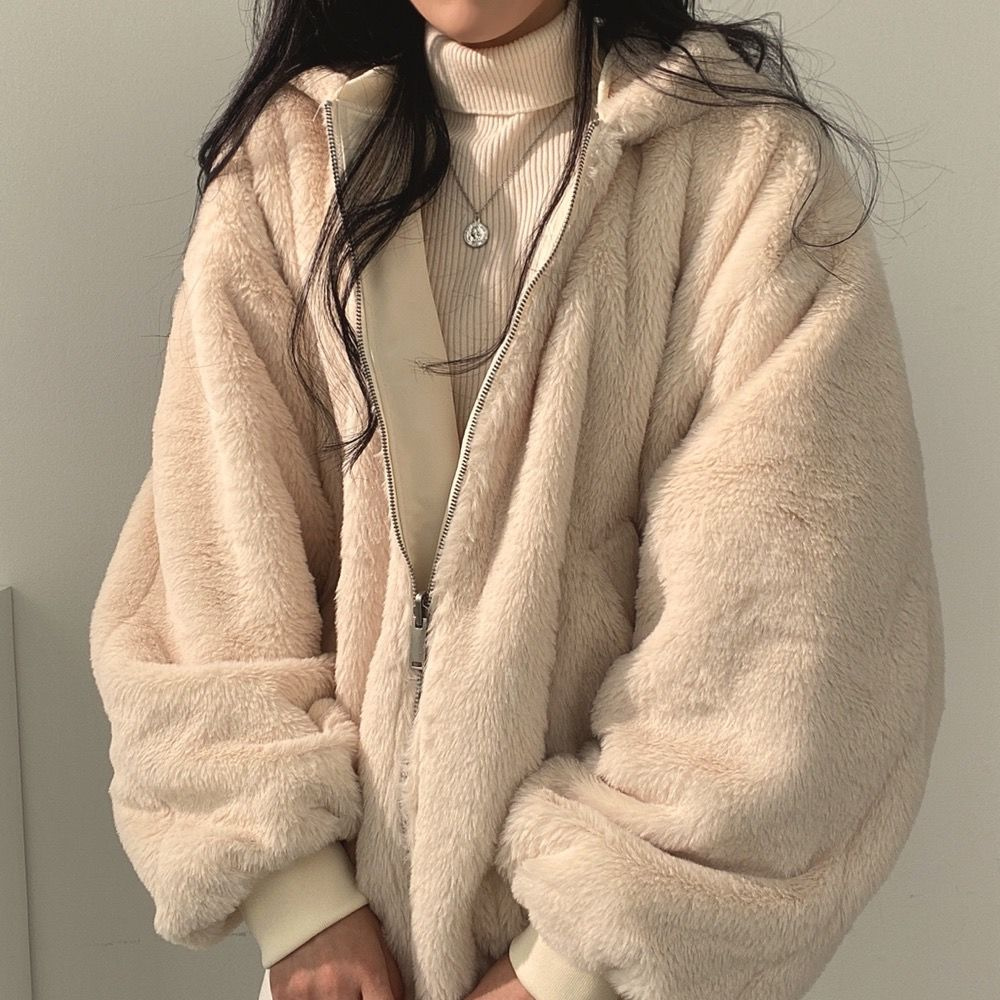 Omkeerbare Fleece Damesjas – Warme lichte Winterjas met Kapuze