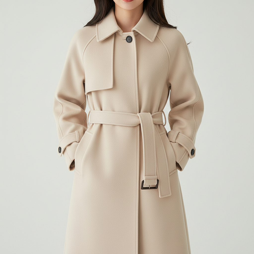 RainElegance Damesmantel – Waterdichte Lange Jas met Getailleerde Snit en Stijlvol Ontwerp
