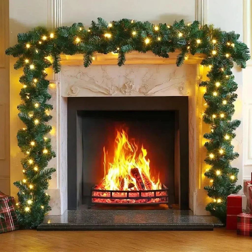 Kerstguirlande met Warmwitte LED-verlichting – 2,7 Meter Dennengroen