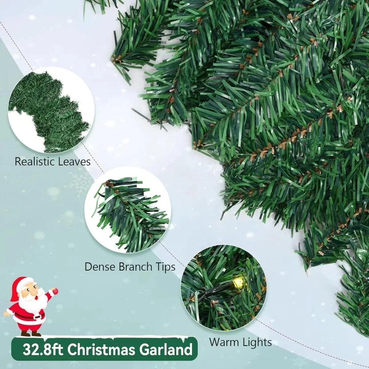 Kerstguirlande met Warmwitte LED-verlichting – 2,7 Meter Dennengroen