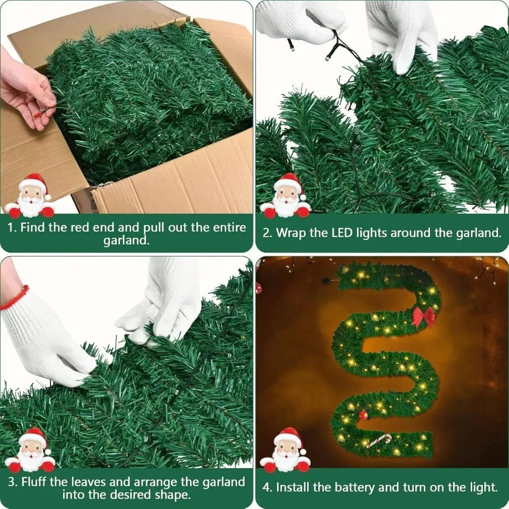 Kerstguirlande met Warmwitte LED-verlichting – 2,7 Meter Dennengroen